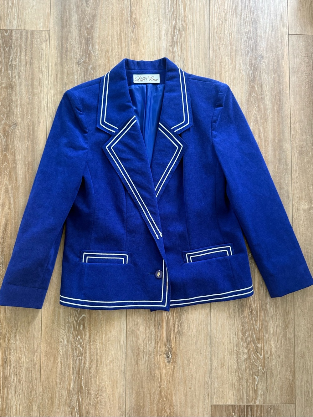 Vintage Lilli Ann Royal Blue Blazer with White Trim
